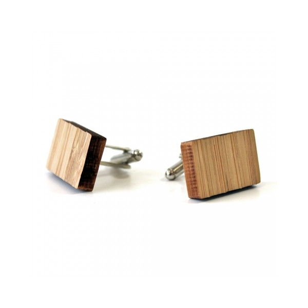 Boutons de manchette en bois rectangles - Pochette Square