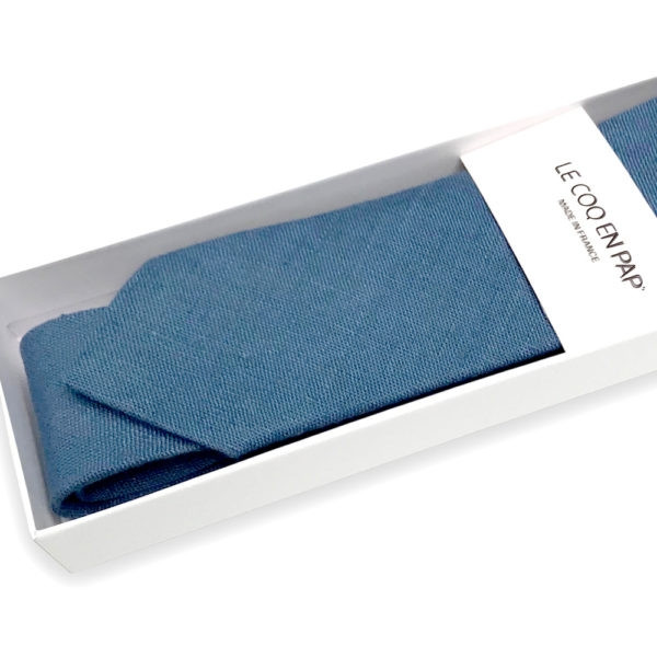 Cravate en lin bleu stone - Le Coq en Pap