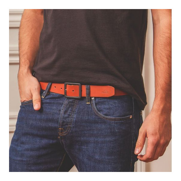 Ceinture en cuir lisse marron glacé - BILLYBELT