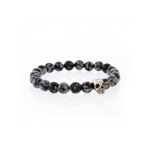 Bracelet Lucky Homme Obsidienne Snowflake et Skullhead - Philae