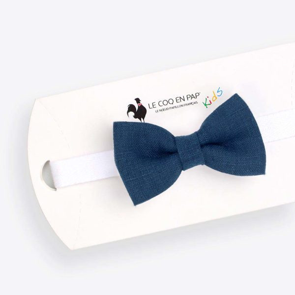 Noeud papillon en lin bleu marine - Le Coq en Pap