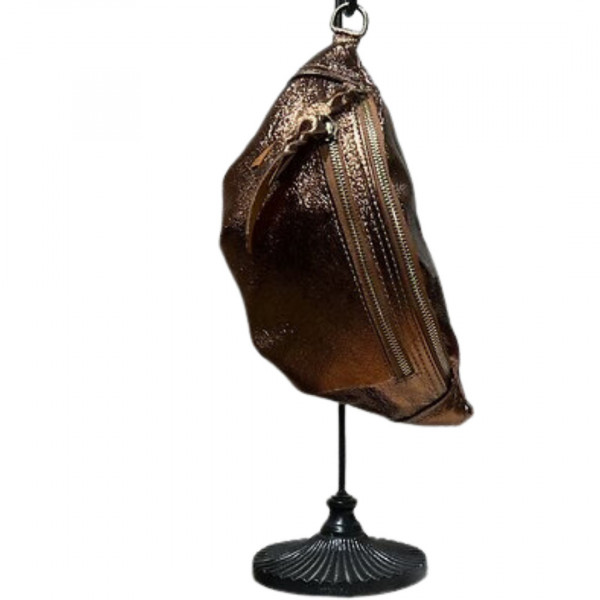 Sac banane en cuir irisé bronze