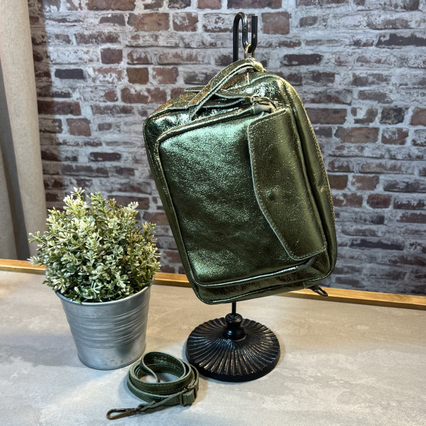 Sac Le magnifique cuir kaki irisé