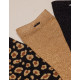 Pack 3 chaussettes léopard noir/doré - M.Moustache