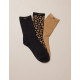 Pack 3 chaussettes léopard noir/doré - M.Moustache