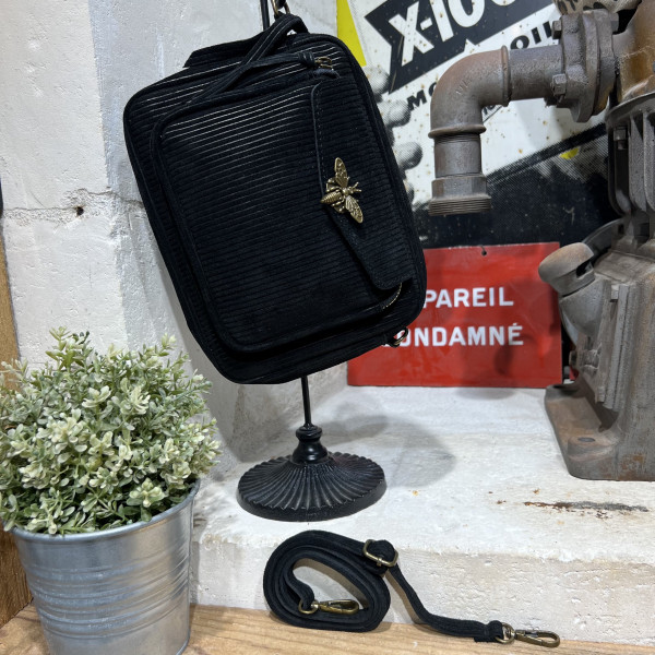 Sac beauté velours côtelé Noir