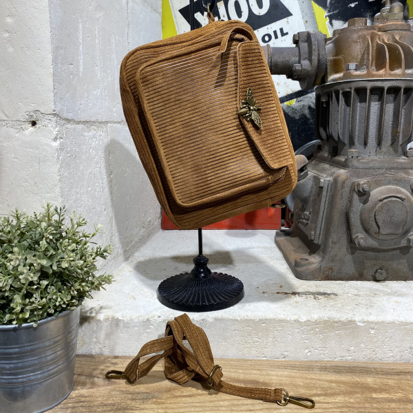 Sac beauté velours côtelé Camel