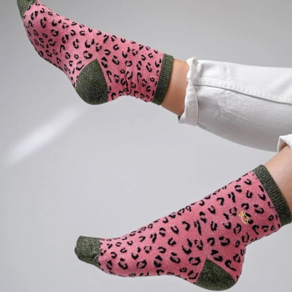 Chaussettes léopard rose/kaki - BILLYBELT