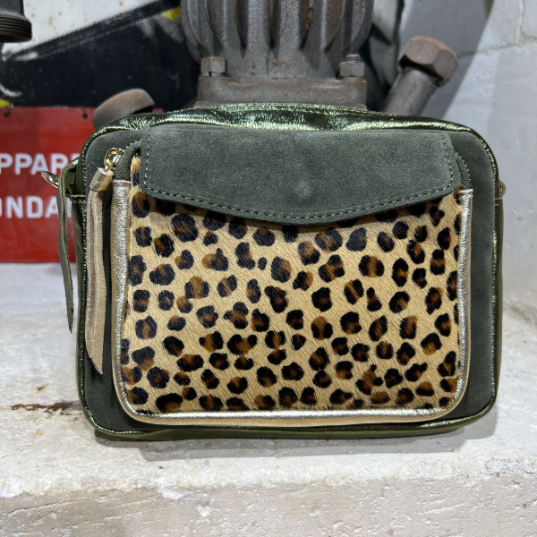 Sac Le magnifique daim kaki léopard (petit motif)
