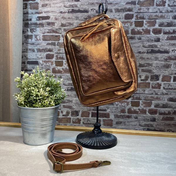 Sac Le magnifique cuir cognac irisé