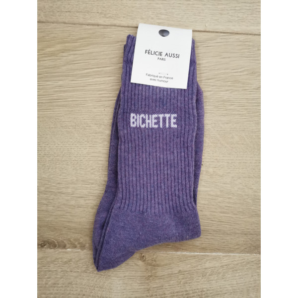 Chaussettes " bichettes" violettes - Félicie Aussi