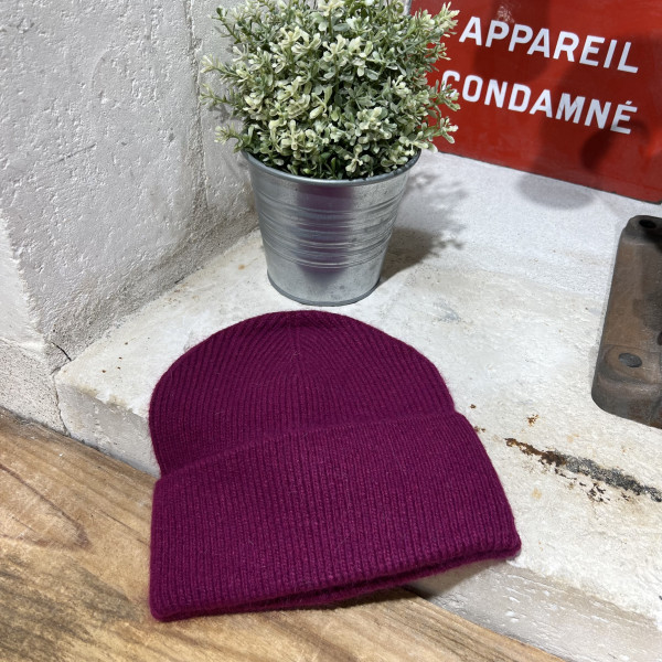Bonnet côtelé prune