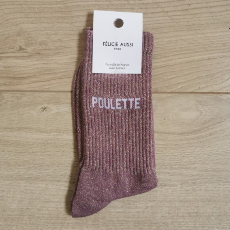 Chaussettes Poulette  paillettes - Félicie Aussi - coquerico