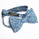 Noeud Papillon bleu turquin chambray fleuri - Le Coq en Pap