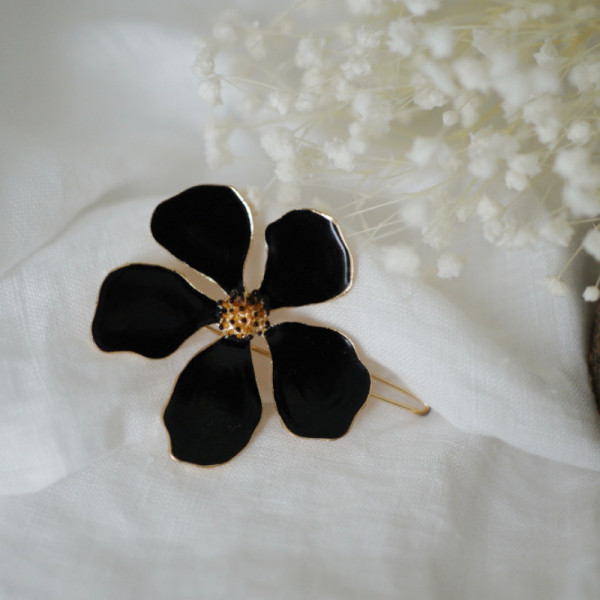 Barrette Sohanne fleur noire - Bohomane