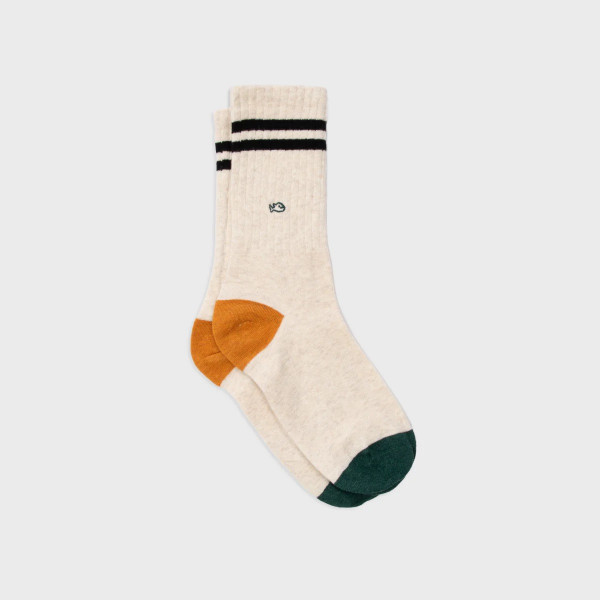 Chaussettes rétro beige chiné rayé noir - Billybelt