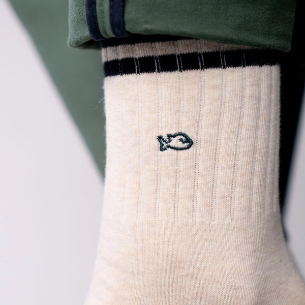 Chaussettes rétro beige chiné rayé noir - Billybelt