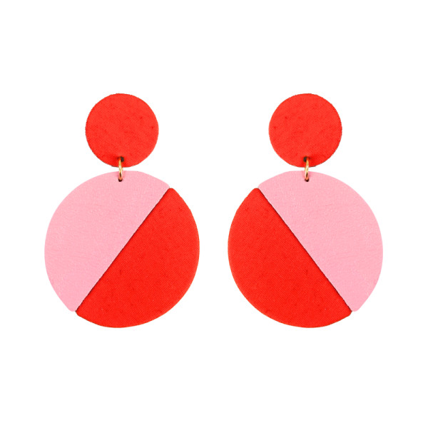 Boucles d'oreilles Jim rouge/rose  - Demisel