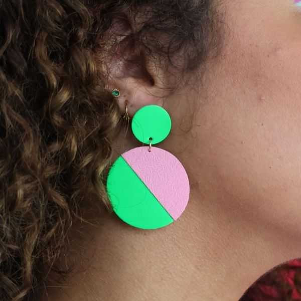 Boucles d'oreilles Jim rouge/rose  - Demisel