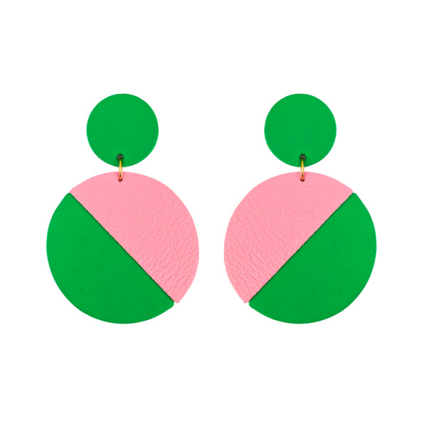Boucles d'oreilles Jim vert/rose  - Demisel