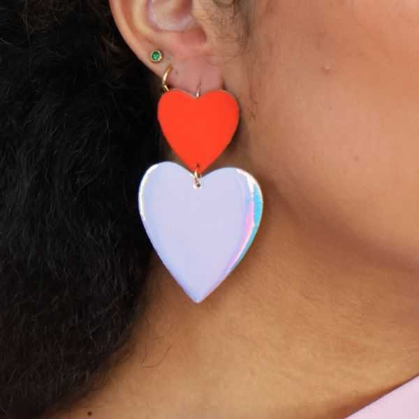 Boucles d'oreilles grand amour rouge - Demisel