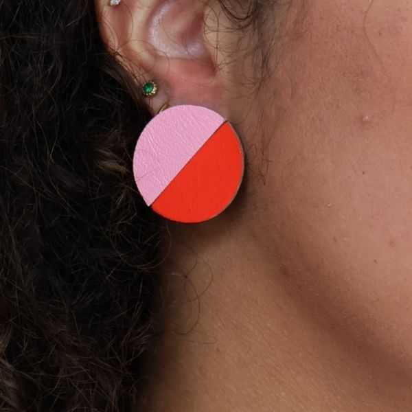 Boucles d'oreilles Chris rose/vert - Demisel