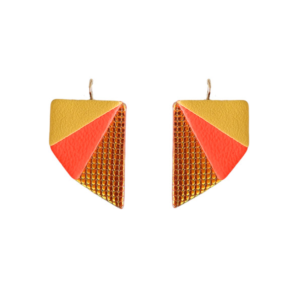 Boucles d'oreilles Birdy jaune/orange - Demisel