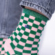 Chaussettes à carreaux vert et rose - Billybelt