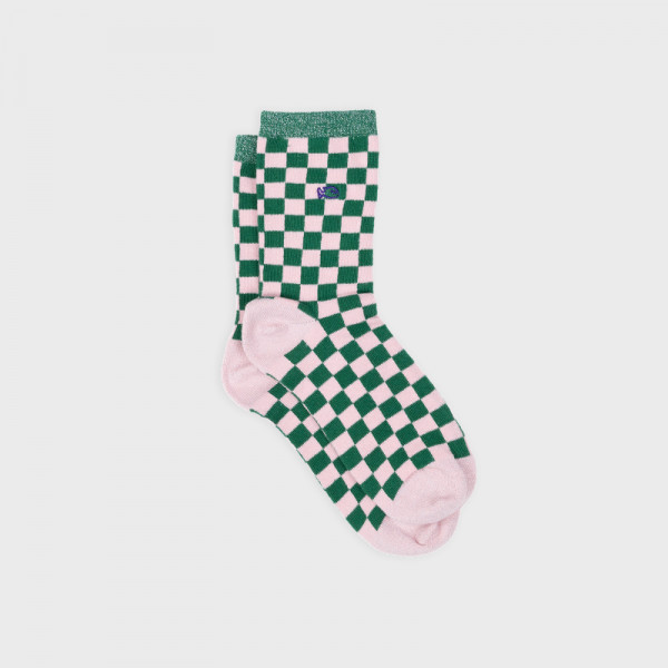Chaussettes à carreaux vert et rose - Billybelt