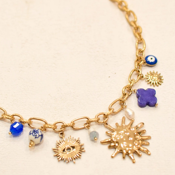 Collier Charms bleu