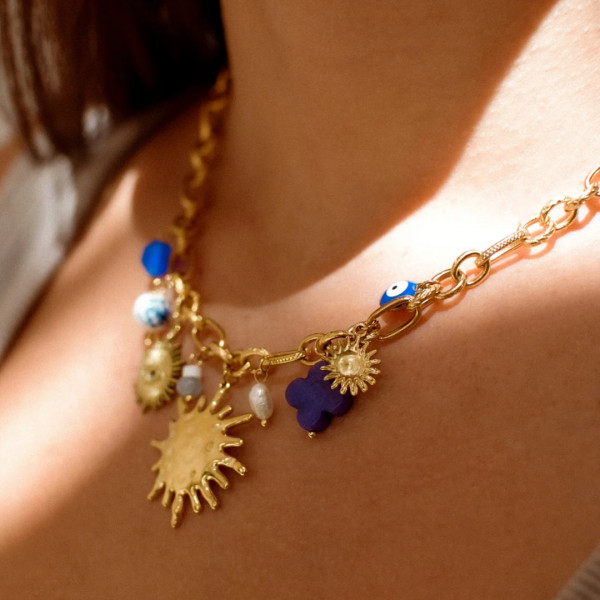 Collier Charms bleu