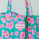 Sac cabas matelassé vert fleuri - Les Nicolettes