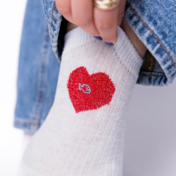 Chaussettes Coeur blanc et rouge - BILLYBELT