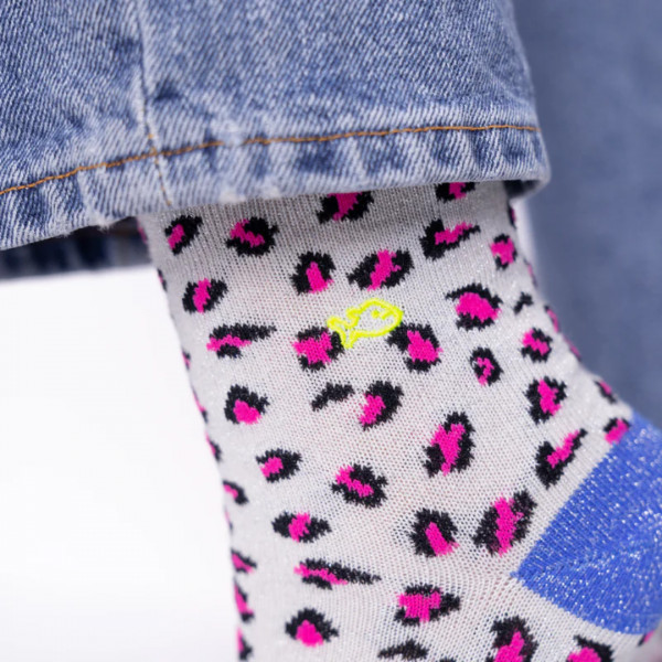 Chaussettes Léopard blanc et bleu- BILLYBELT