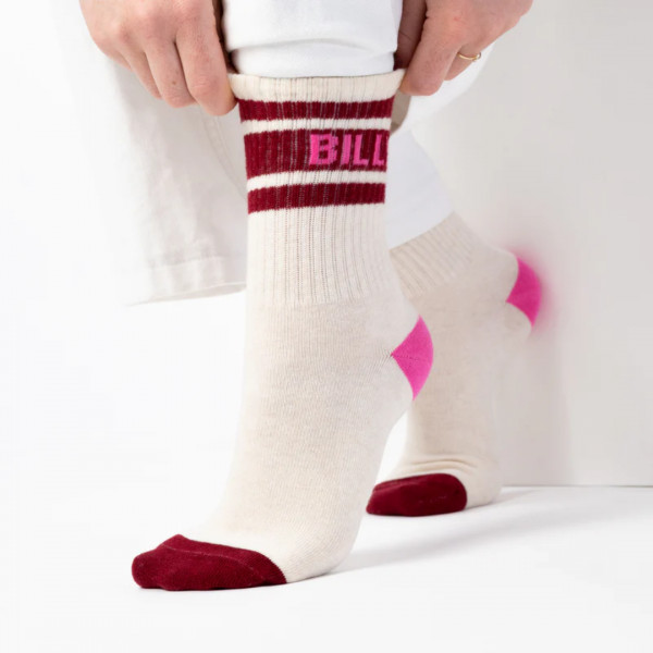 Chaussettes tennis écru et bordeaux - BILLYBELT