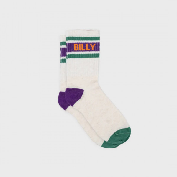 Chaussettes tennis écru et violet - BILLYBELT