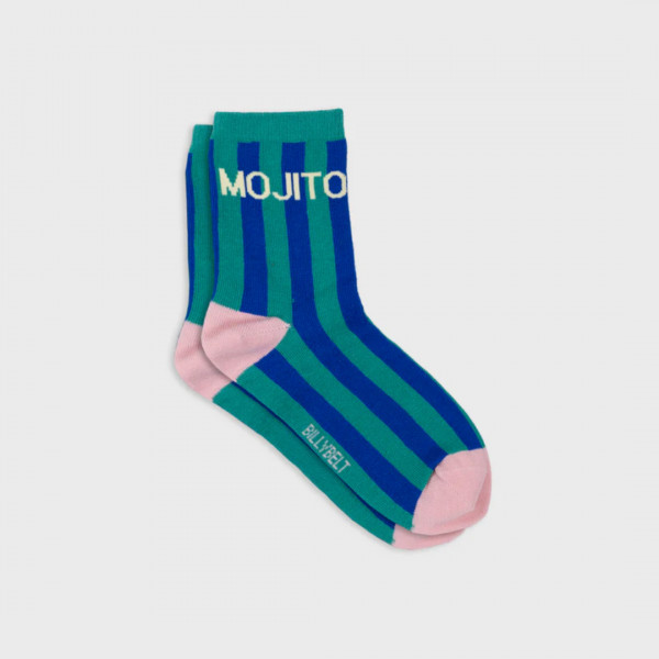 Des chaussettes femme en coton peigné aux rayures vert Mojito. Style rafraîchissant et confort au top, à découvrir sur Coquerico