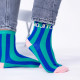 Des chaussettes femme en coton peigné aux rayures vert Mojito. Style rafraîchissant et confort au top, à découvrir sur Coquerico