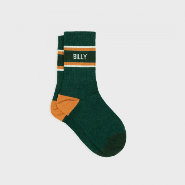 Chaussettes rétro vert foncé, rayé orange et blanc - Billybelt