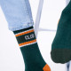 Chaussettes rétro vert foncé, rayé orange et blanc - Billybelt