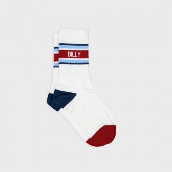 Chaussettes rétro blanc, raye rouge et bleu - Billybelt