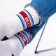 Chaussettes rétro blanc, raye rouge et bleu - Billybelt