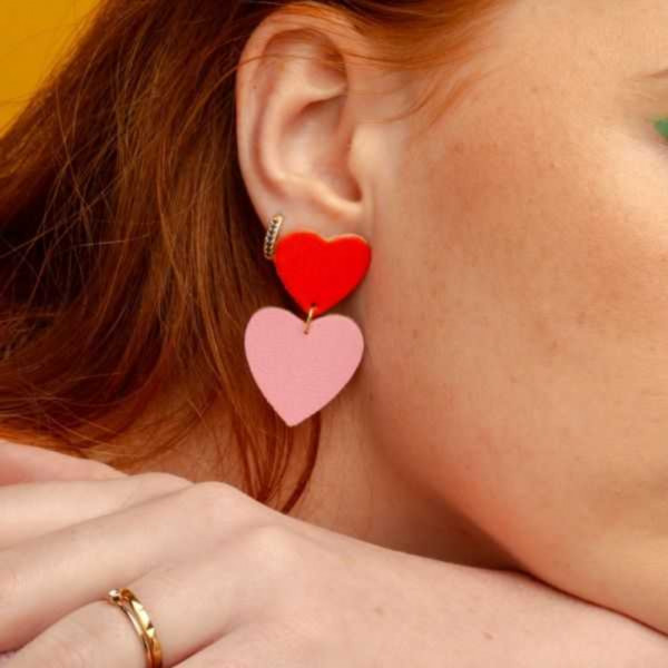 Boucles d'oreilles Crush rose/rouge - Demisel