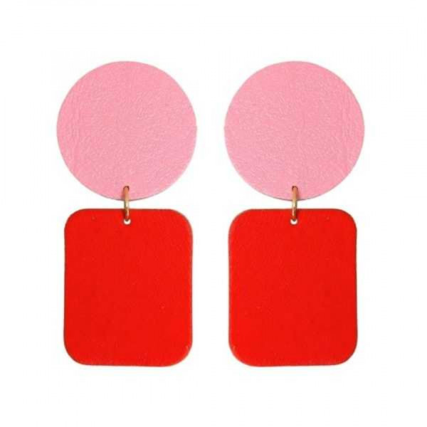Boucles d'oreilles Georges rose/rouge - Demisel