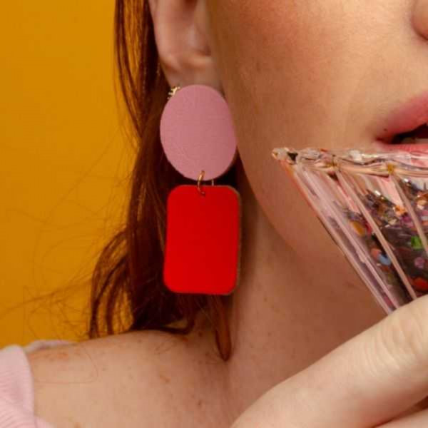 Boucles d'oreilles Georges rose/rouge - Demisel