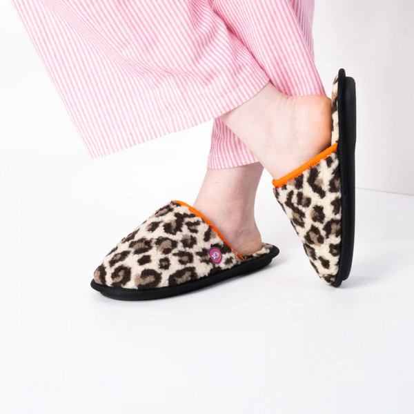 Chaussons mules sherpa léopard - Billybelt
