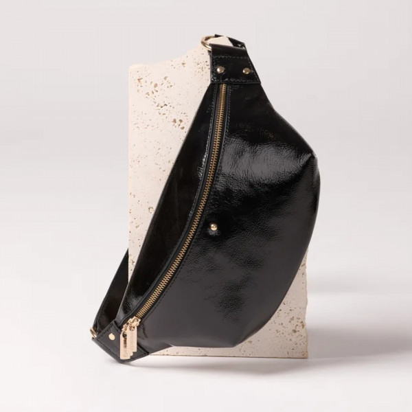 Sac banane Nicole noir vernis - Maradji