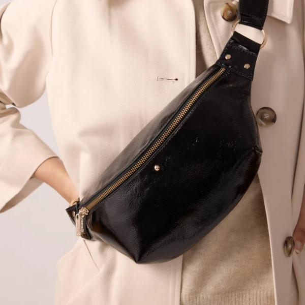Sac banane Nicole noir vernis - Maradji