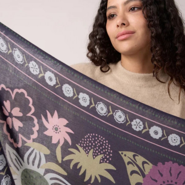 Foulard Winter bloom Bleu orage - Maradji