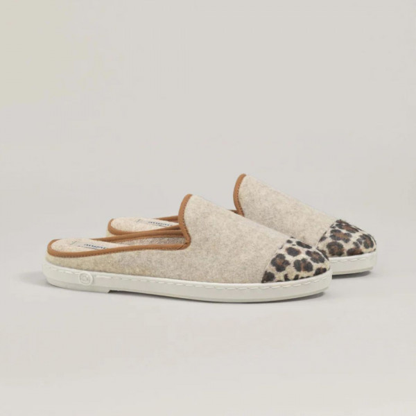Mules beige et léopard- Angarde
